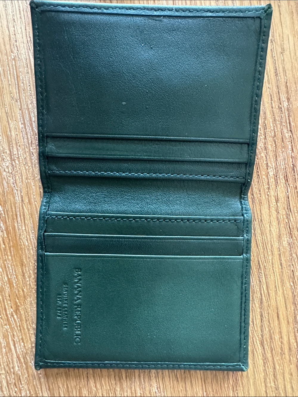 Banana Republic Dark Green Leather Card Holder Wallet